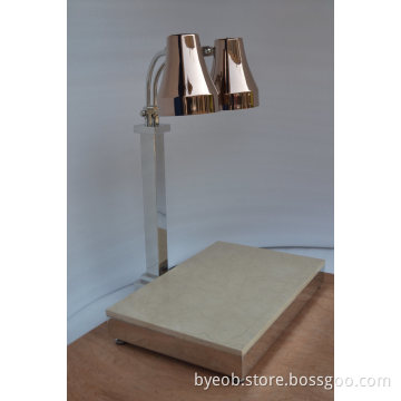 White Base Carving Station with Double Heat Lamp